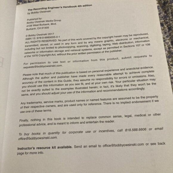 The Recording Engineer's Handbook : 4th Edition Paperback Bobby Owsinski. - Picture 2 of 5